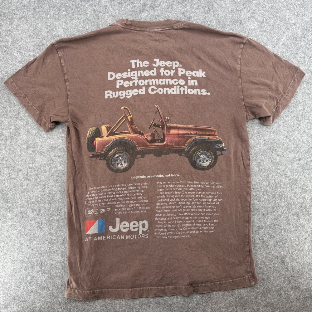 Abercrombie & Fitch T-Shirt Mens M Soft A&F Tee Brown Jeep Graphic EUC